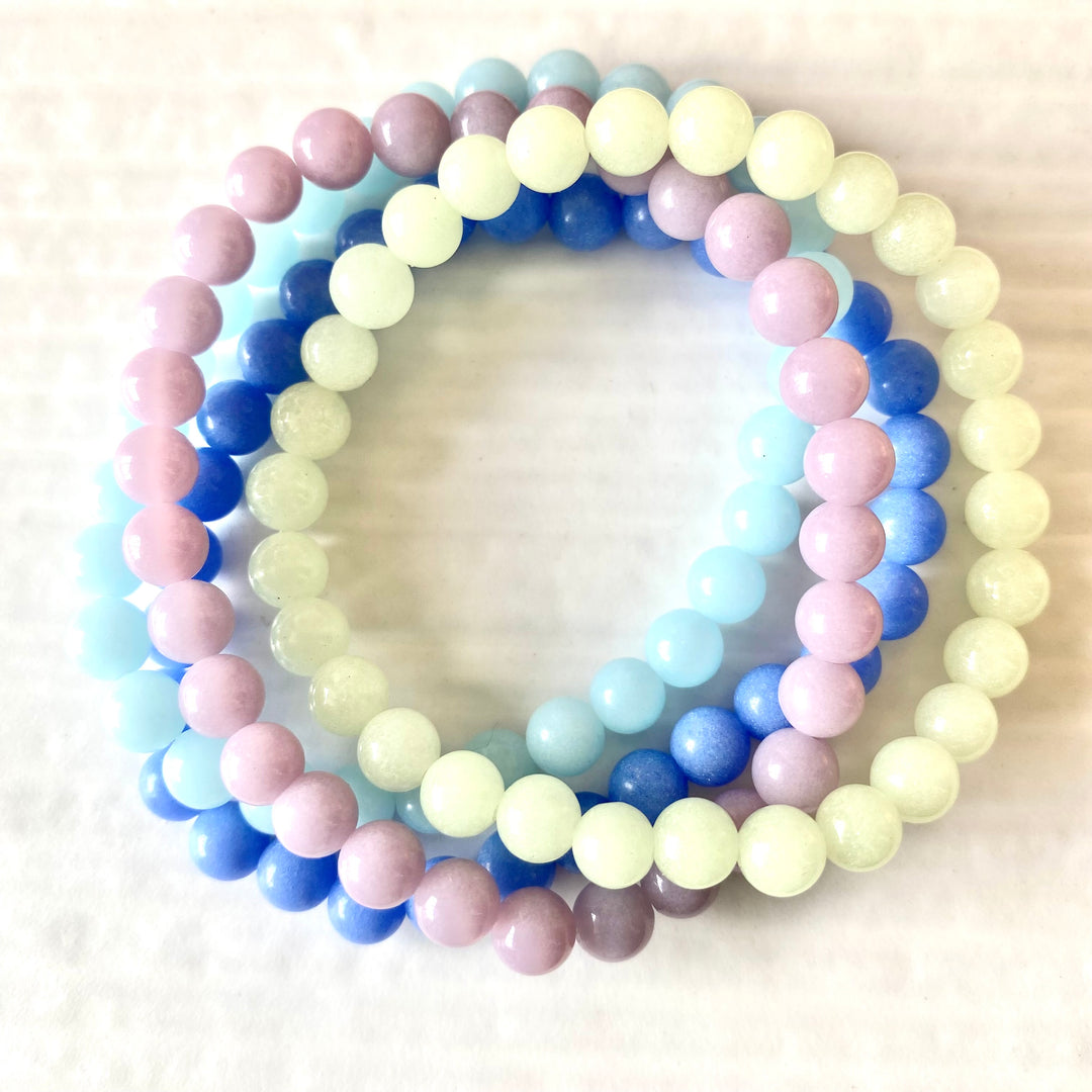 Glow Bracelet Stack of 4 Colors: Blue, Light Blue, Purple and Original