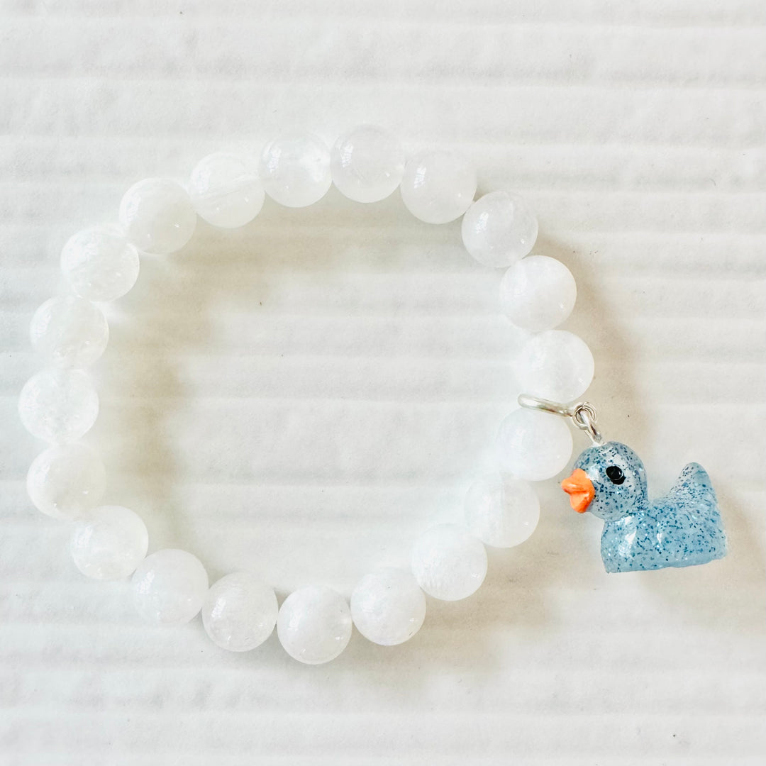 Moonstone Bracelet with a Lucky Duck Charm
